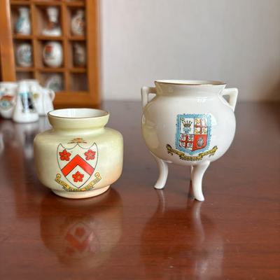 Locke & Co Worcester 古董盾徽徽章瓷瓶 手绘纹章老瓷器收藏摆件