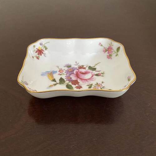 Royal Crown Derby 皇家皇冠德比 1976年 花束长方盘 中古首饰碟