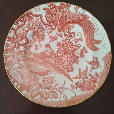 Royal Crown Derby 皇家皇冠德比 1978年红孔雀英国骨瓷大盘 赏碟
