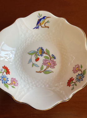 AYNSLEY 安兹丽 Pembroke 花鸟花边纹饰骨瓷首饰盘 英国摆件瓷碟