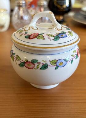 Minton 明顿 百年古董手绘缠枝纹描金花卉瓷咖啡罐 英国早期茶罐