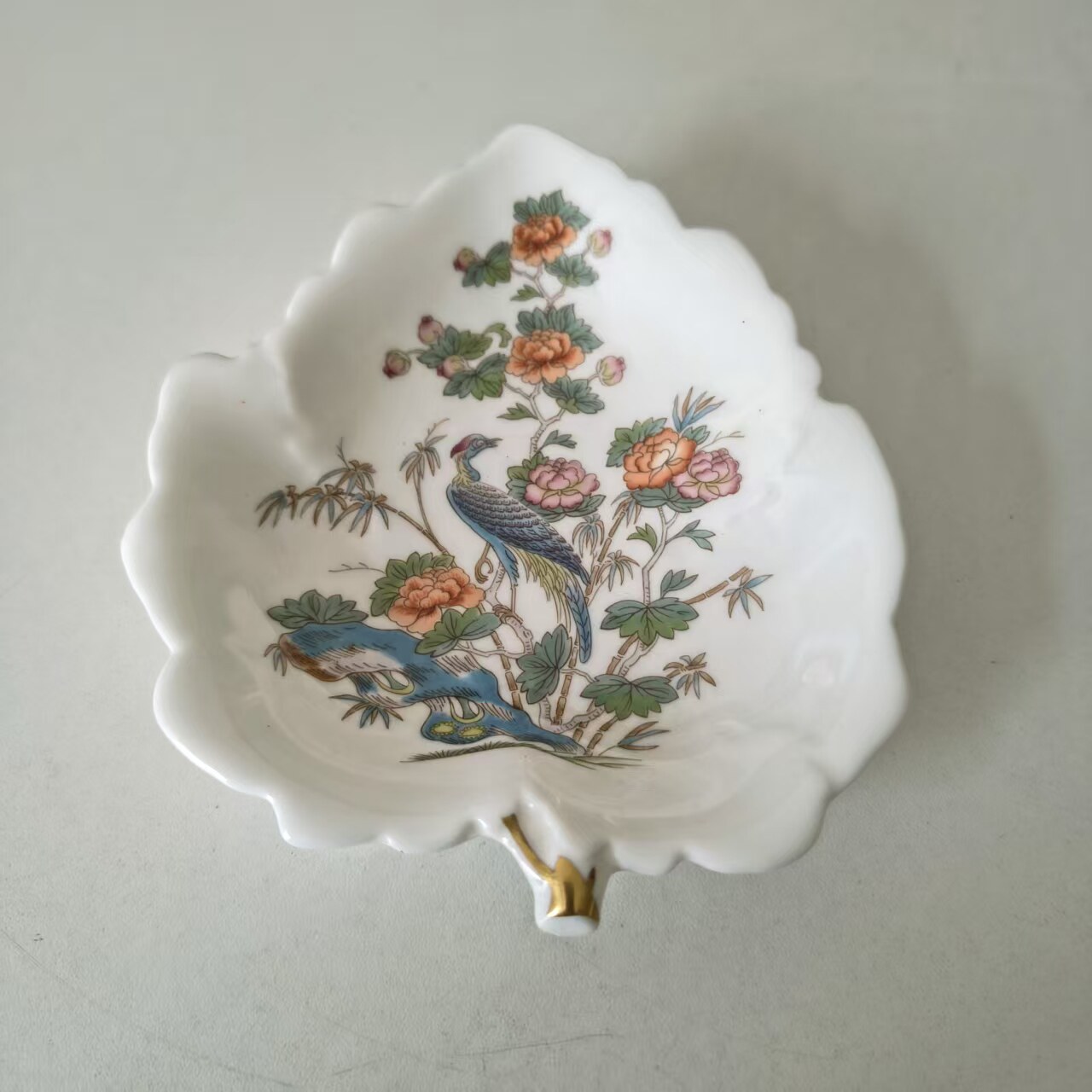 Wedgwood 韦奇伍德 九谷鸟枫叶型小瓷盘 中古收藏花鸟装饰茶包碟
