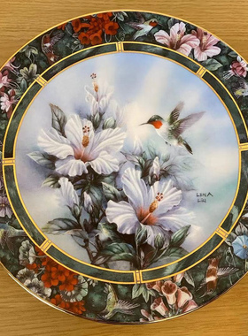 W.S George 红宝石喉蜂鸟 Hummingbird 美国限量收藏盘 摆件赏盘