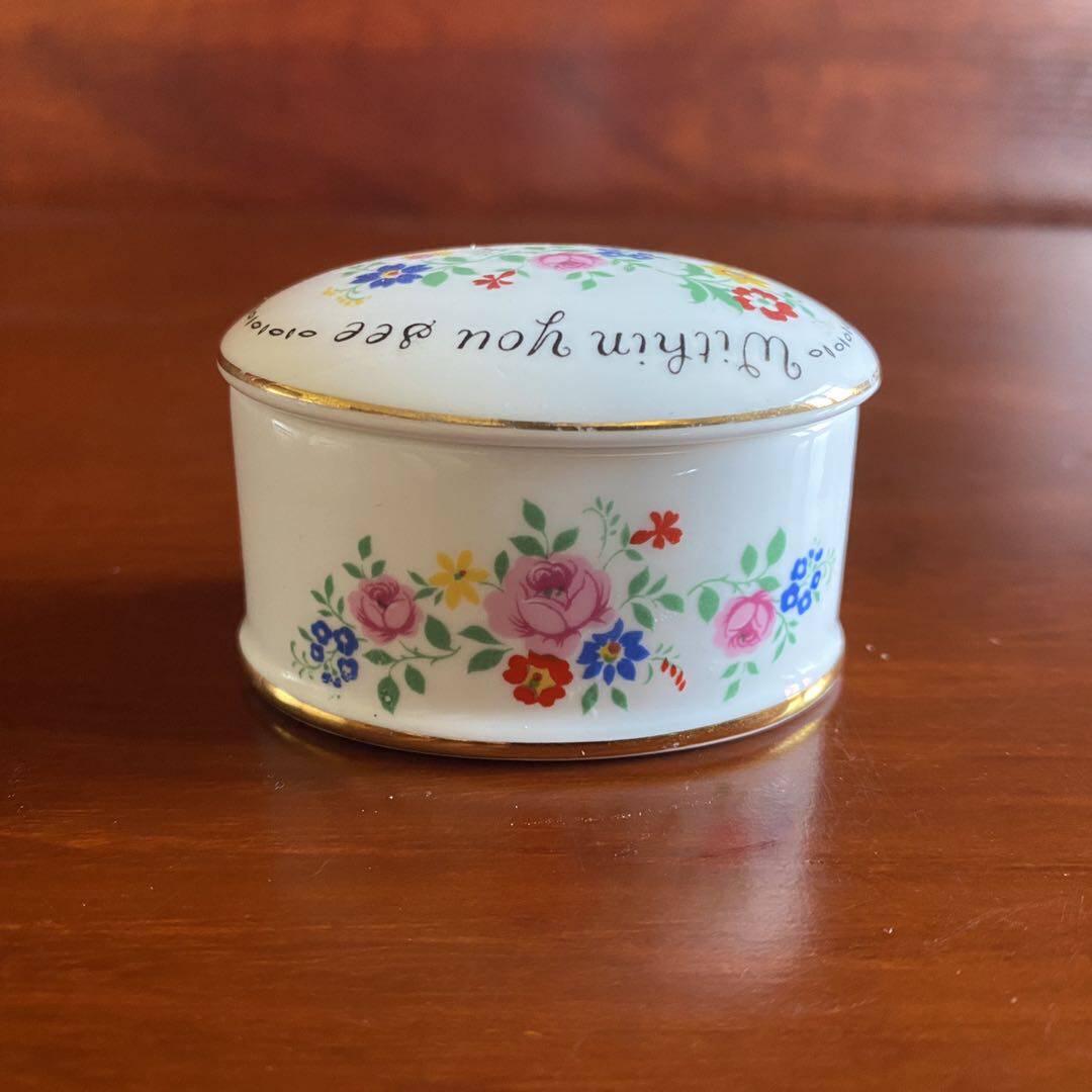 Crown Staffordshire 皇冠斯塔福德郡 迷你首饰盒骨瓷罐 化妆粉盒
