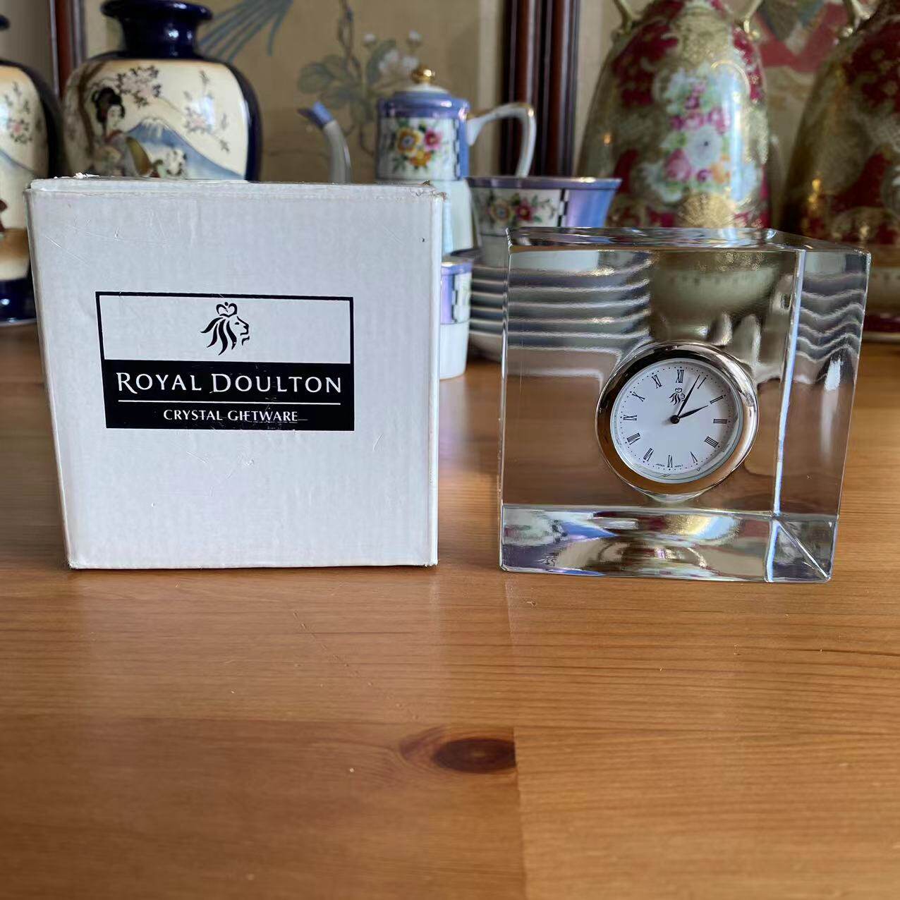 Royal Doulton 英国皇家道尔顿 原盒水晶座钟摆件镇纸 礼品电子表
