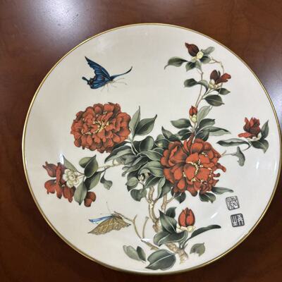 Crown Staffordshire 皇冠斯塔福德郡 北京系列蝴蝶花卉赏碟 挂盘
