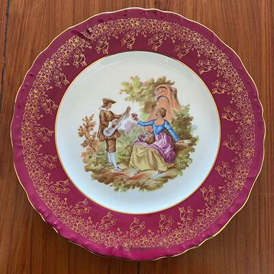 Limoges 利摩日 法国纹饰花边装饰收藏盘 洛可可描金挂盘 摆件碟