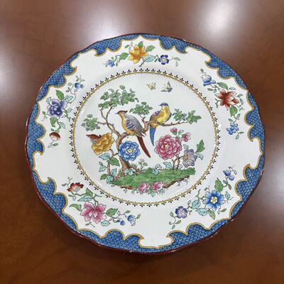 Copeland Spode 斯波德 古董收藏 手绘花边多彩花鸟装饰瓷碟 赏盘