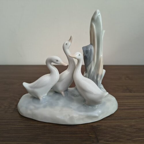西班牙名瓷 雅致 Nao 三只鸭子嬉戏瓷摆件 创意家居装饰瓷器 镇纸