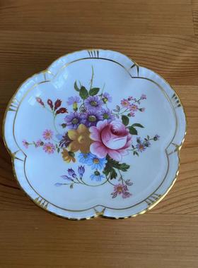 Royal Crown Derby 皇家皇冠德贝 1980年五瓣花 花束瓷碟描金小碟