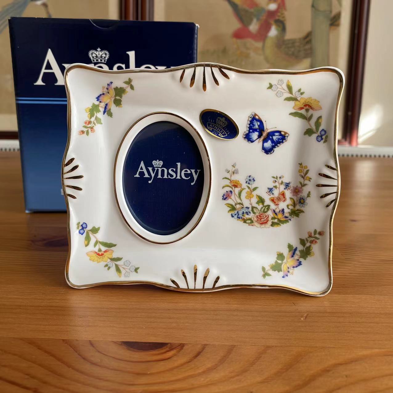 Aynsley 安兹丽 COTTAGE GARDEN 原盒瓷相框 英国圣诞礼品照片架