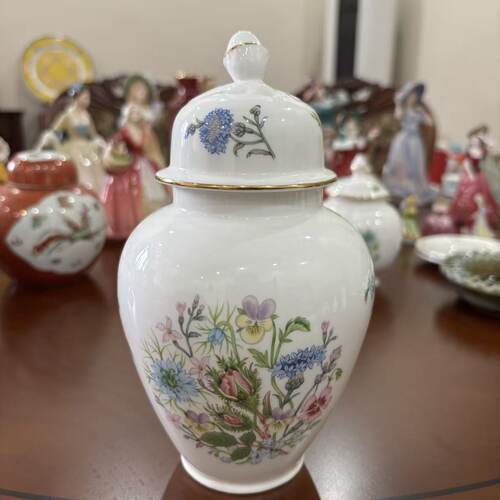 AYNSLEY 安兹丽 都铎王朝野花装饰瓷器 瓷瓶 英国骨瓷咖啡罐 茶罐