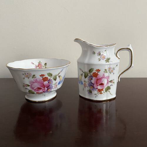 Royal Crown Derby 皇家皇冠德比英国德贝之花糖碗奶杯二件套瓷器