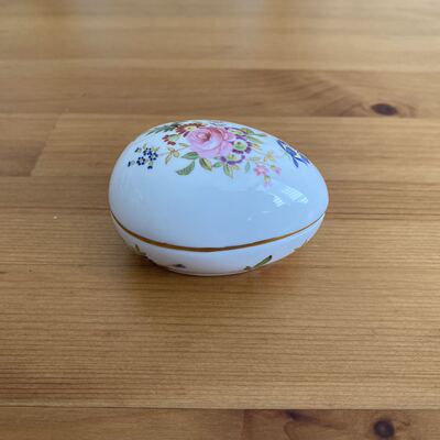 Hammersley 哈默斯利 英国骨瓷椭圆瓷罐 蛋形戒指盒 中古首饰罐