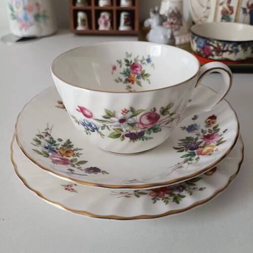 Minton 明顿 英国骨瓷 Marlow 马洛 三重奏咖啡杯  中古下午茶杯