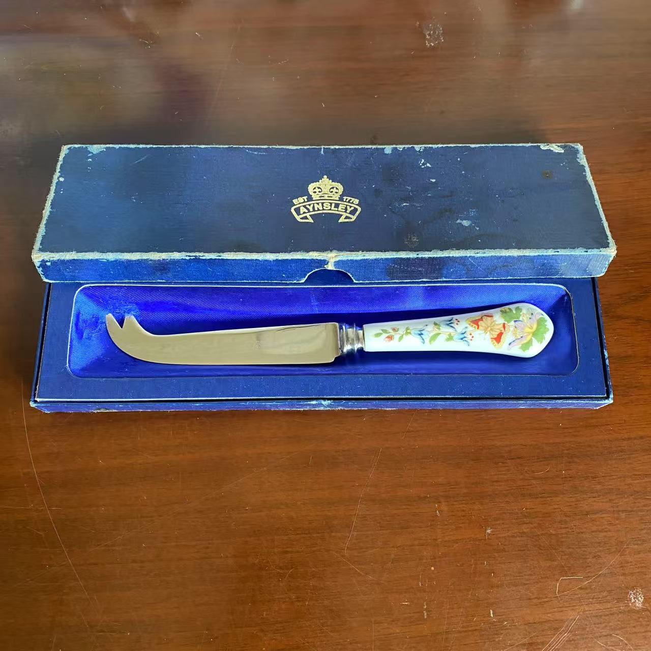 AYNSLEY 安兹丽 Cottage Garden 村舍花园奶酪刀 中古收藏 瓷餐刀