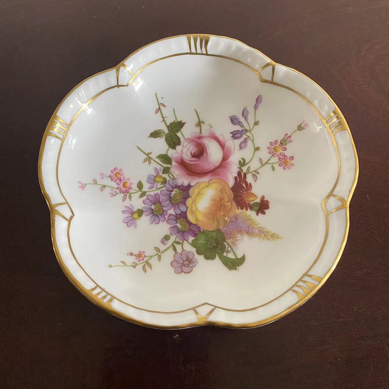 Royal Crown Derby 皇家皇冠德比 1979年中古描金五瓣花碟 首饰盘