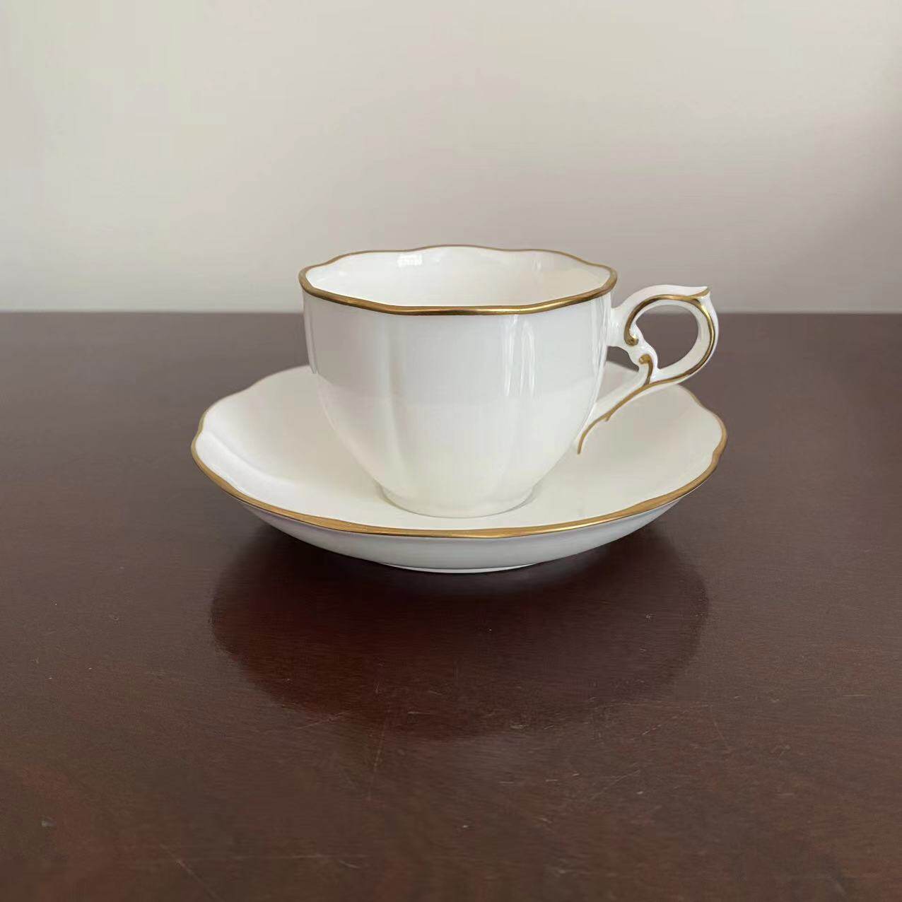 则武 Noritake 日本描金花瓣神灯标浓缩咖啡杯 纪念收藏摆件 茶杯