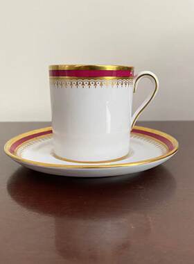 Spode 斯波德 英国古董重鎏金摄政红摆件茶具 收藏下午茶杯咖啡杯