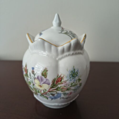 AYNSLEY 安兹丽 英国中古收藏温莎皇冠装饰摆件罐 骨瓷描金咖啡罐