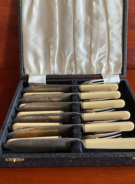 Antique 英国早期19世纪 EPNS镀银雕花正餐刀叉 英式收藏摆件餐具