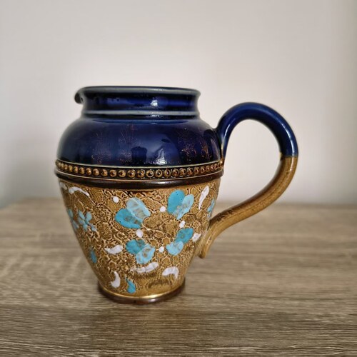 Royal Doulton 道尔顿 1886-1914年兰贝斯稀有古董奶壶 釉面粗陶