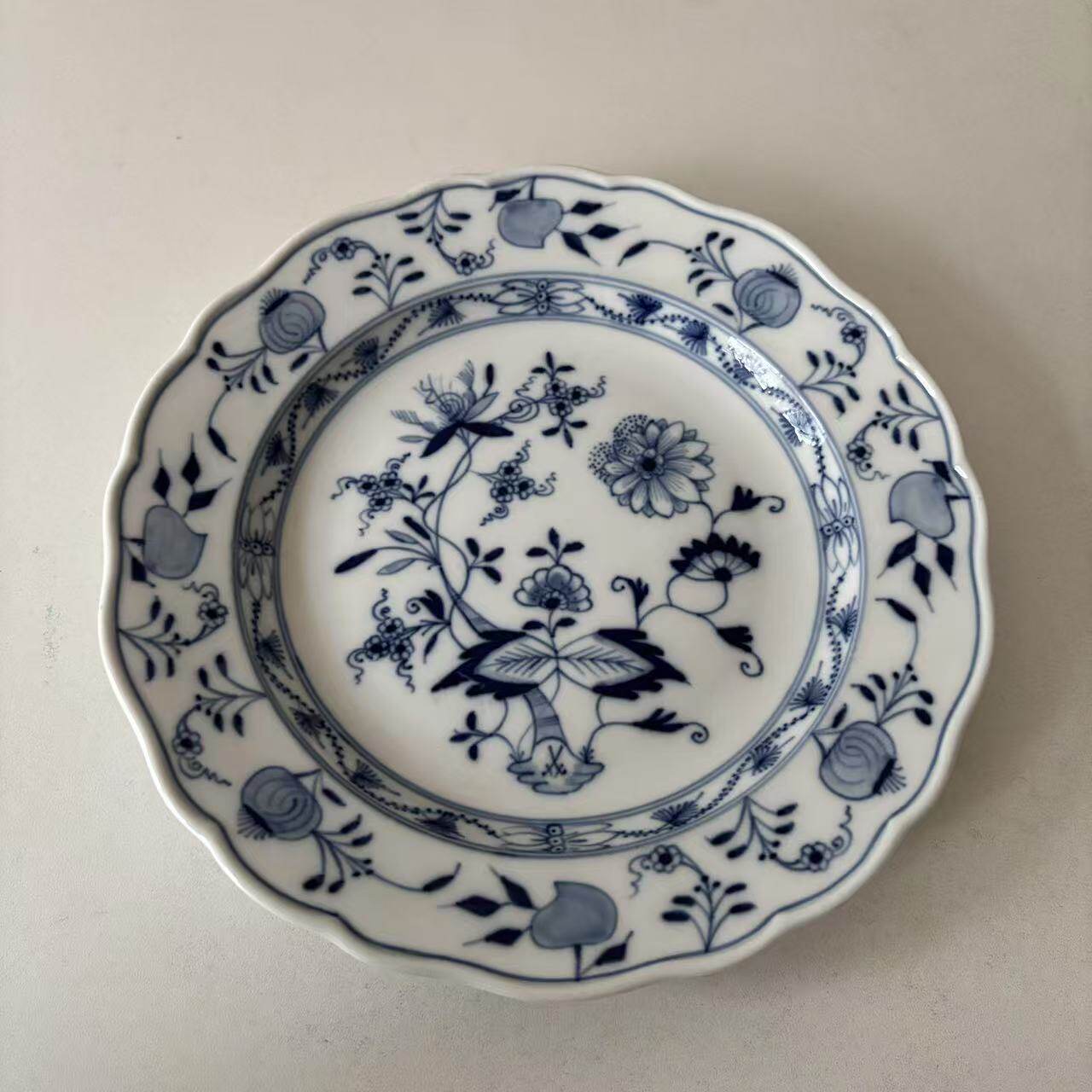 MEISSEN 梅森 德国 手绘蓝洋葱19世纪古董收藏碟 甜品盘 一等全品
