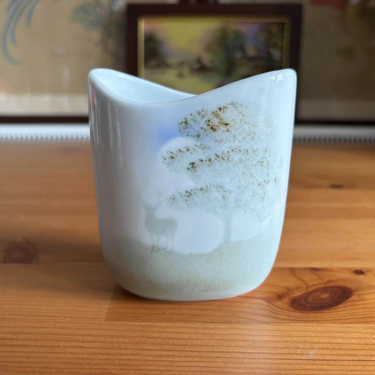 Highbank 苏格兰中古摆件扁花瓶 西洋收藏 Vintage 瓷器 装饰瓷瓶