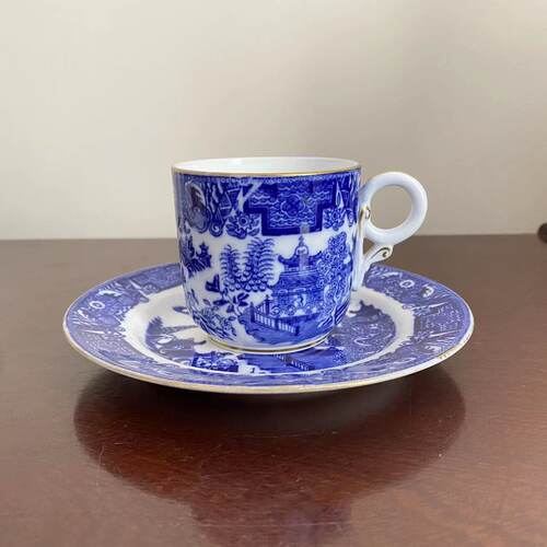 Royal Worcester 皇家伍斯特 30年代古董青花瓷咖啡杯 老柳树茶杯