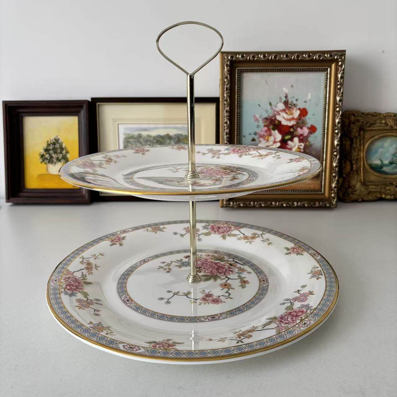 Royal Doulton 皇家道尔顿 白金禧年绝版描金双层蛋糕碟 下午茶盘