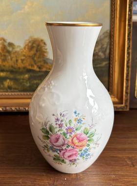 Gerold Porzellan 德国描金纹饰花卉收藏花瓶 中古瓷器收藏摆件瓶