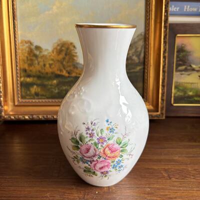 Gerold Porzellan 德国描金纹饰花卉收藏花瓶 中古瓷器收藏摆件瓶