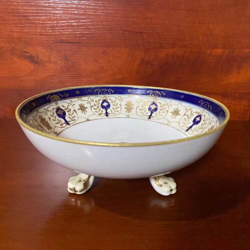 日本则武 Noritake 1908年手绘三足收藏老瓷碟 明治时期古董瓷碗