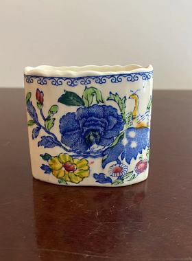 Mason‘s 马森 英国中古瓷牙签盒 西洋收藏老瓷器装饰摆件 糖包罐