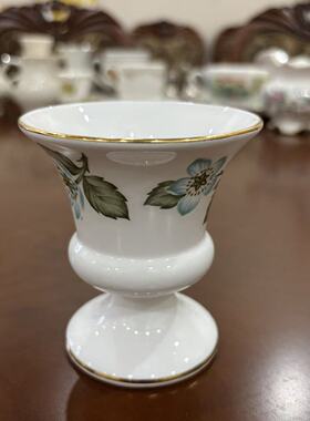 Crown Staffordshire 皇冠斯塔福德郡 中古描金花卉小花瓶 骨瓷杯