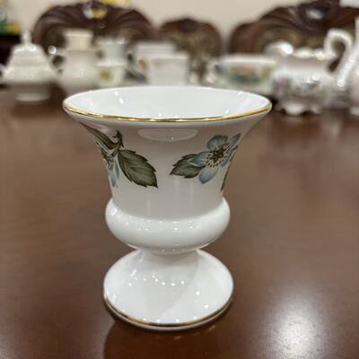 Crown Staffordshire 皇冠斯塔福德郡 中古描金花卉小花瓶 骨瓷杯