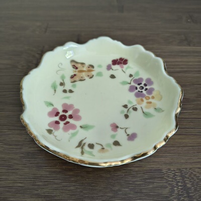 Zsolnay Hungary 匈牙利国瓷 手绘花卉蝴蝶装饰碟 花边小盘 特价