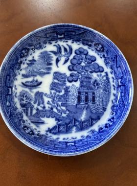 Copelands 斯波德 Spode 19世纪末期古董老柳树小碟 亭台楼阁赏盘