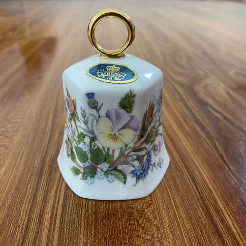 AYNSLEY 安兹丽 Wild Tudor 野生都铎花 英国鎏金餐铃 召唤瓷铃铛