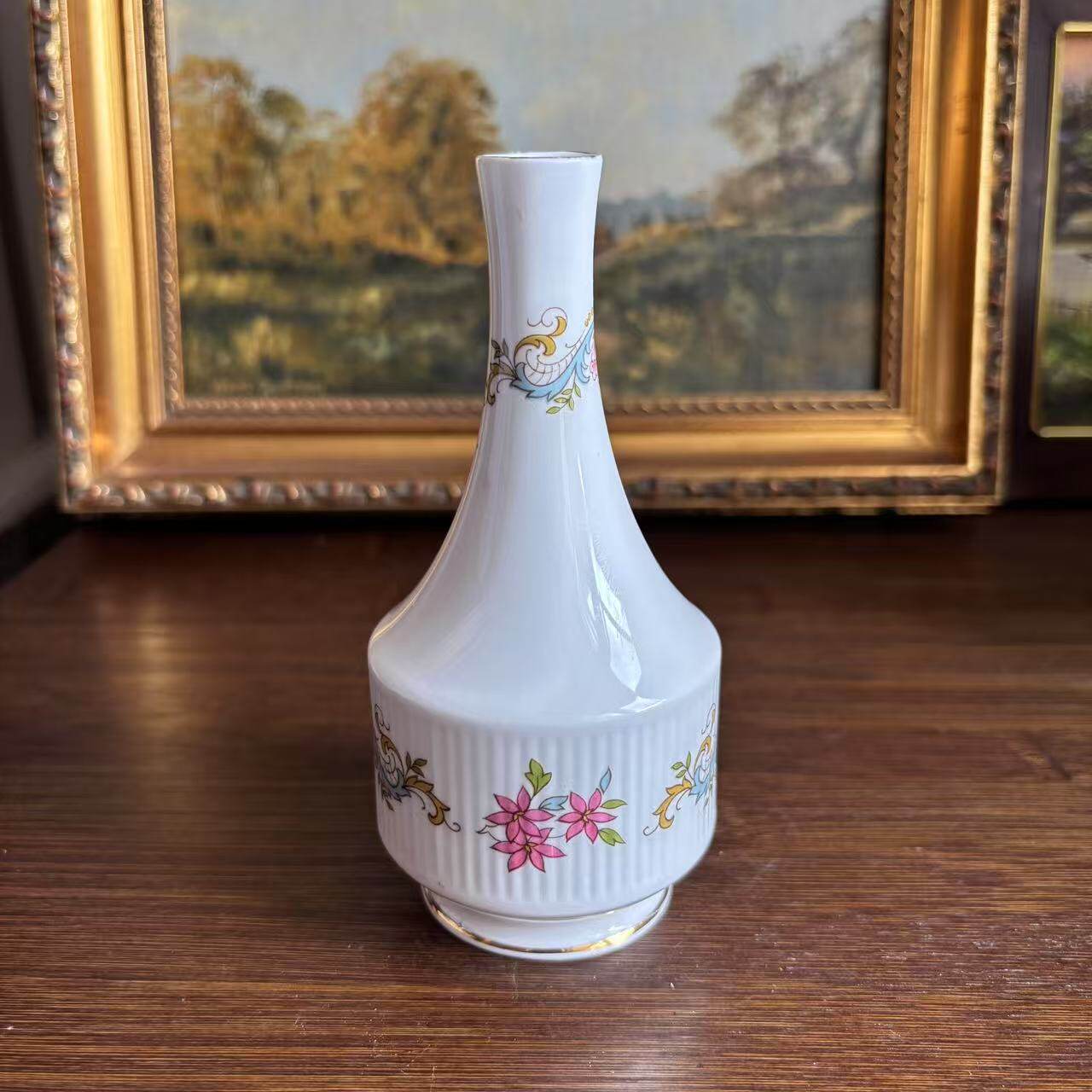 Paragon 帕拉贡 英国中古收藏骨瓷花瓶 Vintage 细口插花瓷器摆件