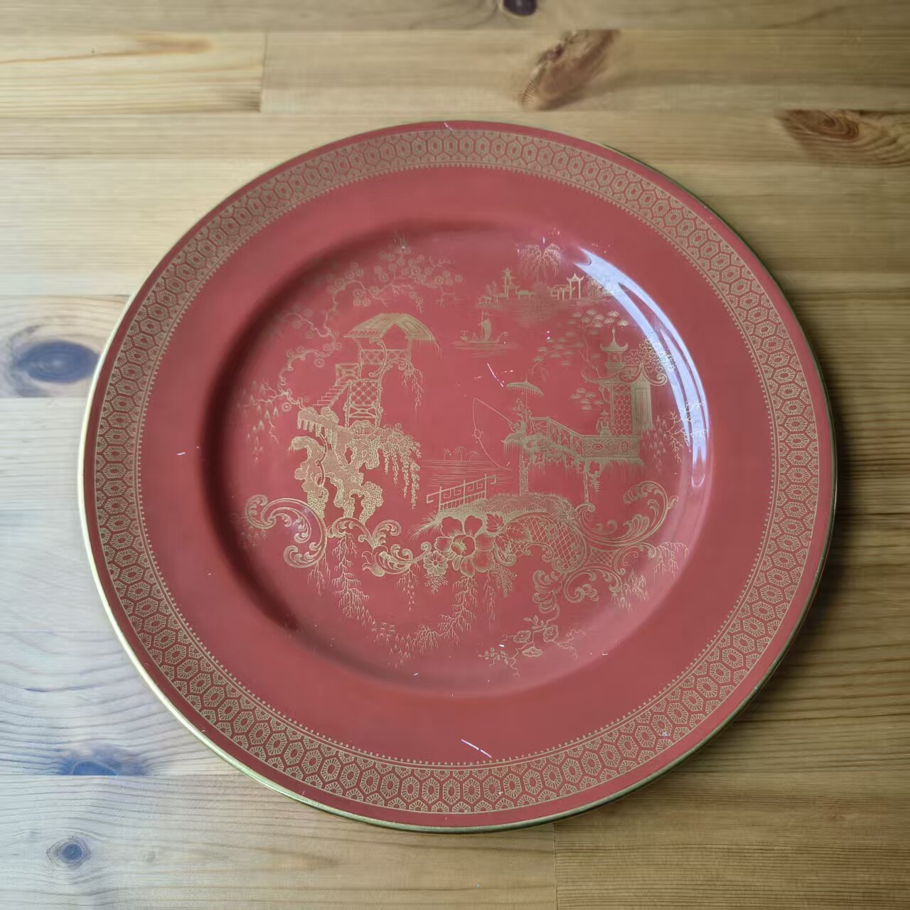 Spode 斯波德 英国骨瓷收藏碟 中国风格古典亭台楼阁装饰摆件大盘