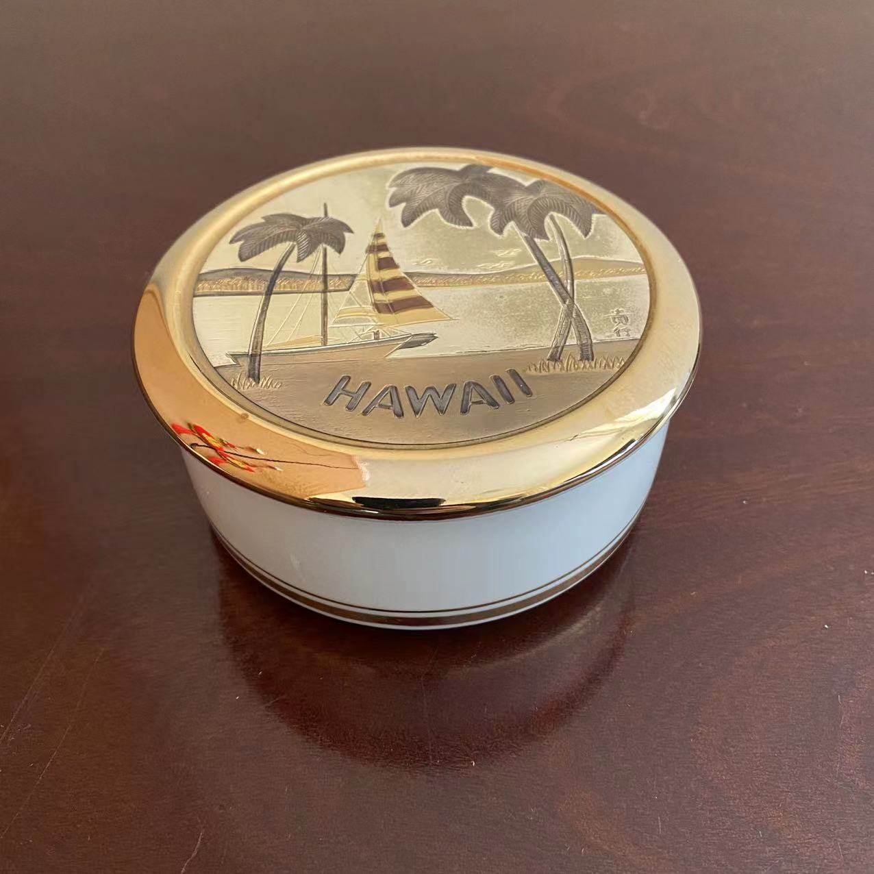 Chokin 日本 HAWAII 雕金首饰盒 夏威夷 Japan 摆件瓷罐 装饰瓷盒