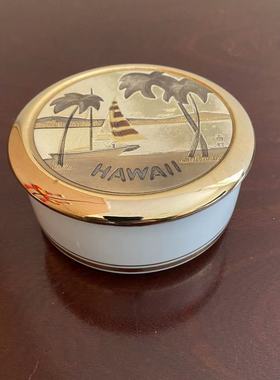 Chokin 日本 HAWAII 雕金首饰盒 夏威夷 Japan 摆件瓷罐 装饰瓷盒