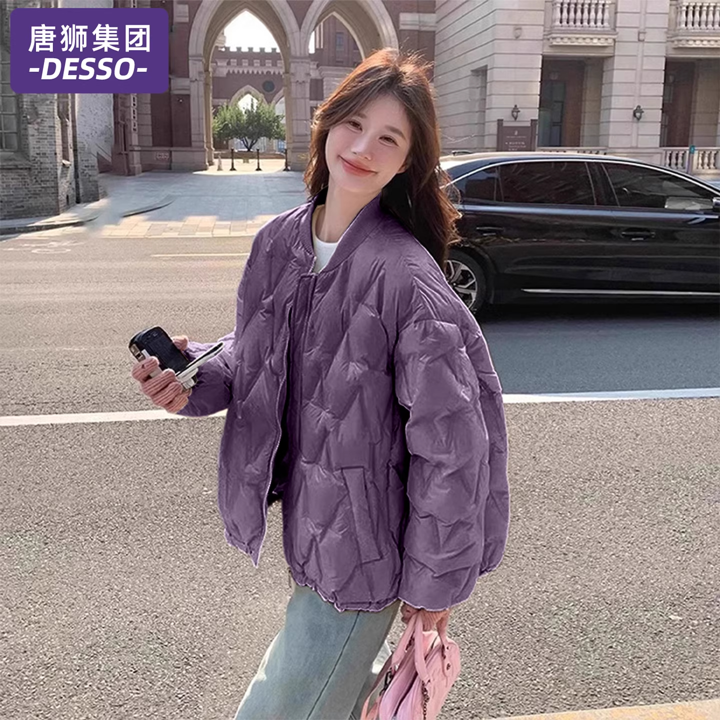 唐狮集团菱格轻薄羽绒棉服女款冬季2025新款小个子棉衣棉袄子外套