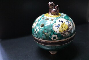 日本石川县传统工艺九谷烧香炉·松竹梅