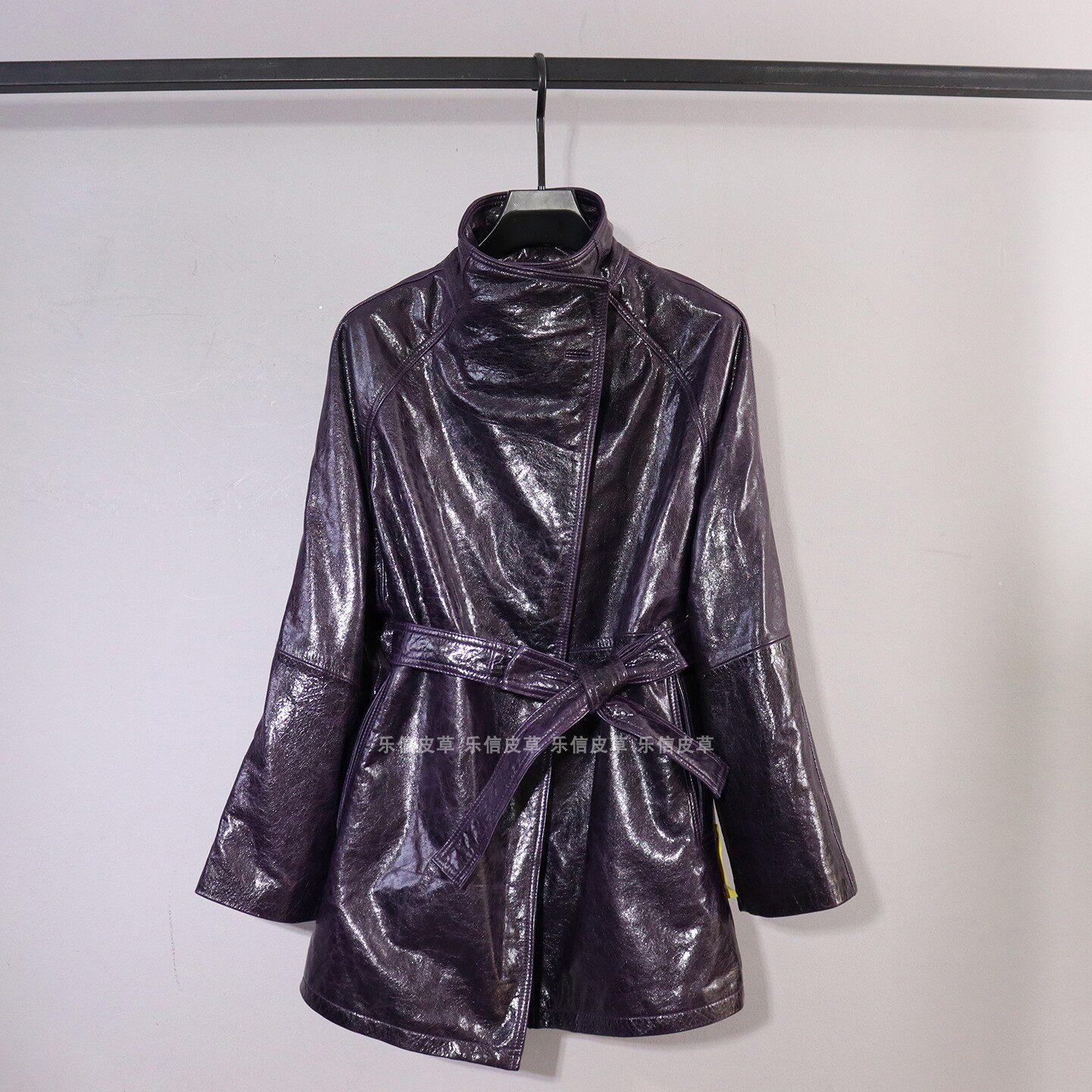 时尚新款真皮皮衣女绵羊皮复古百搭气质休闲系带显瘦中长款皮风衣