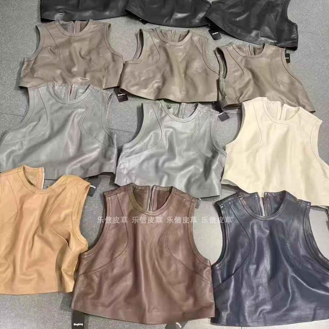 新款真皮皮衣女绵羊皮时尚百搭显瘦气质外套无袖背心上衣机车服