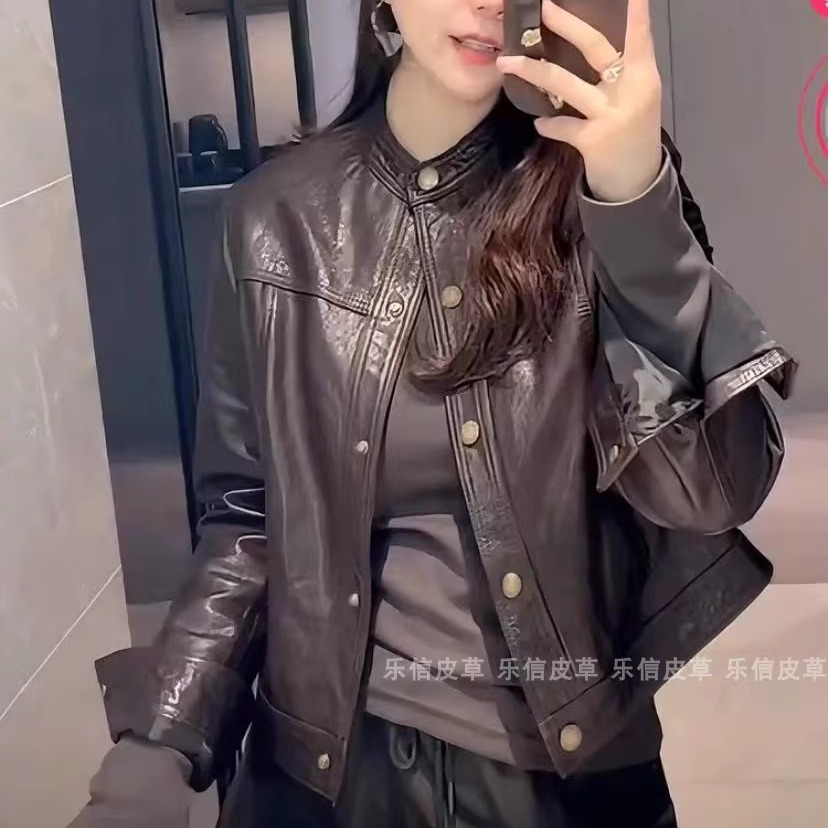 2025秋新款真皮皮衣短款