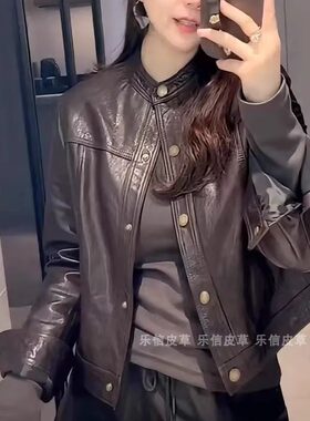 2025秋新款真皮皮衣短款