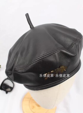 贝雷帽子风时尚真皮百搭洋气纯色
